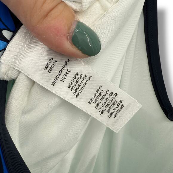 NEW Coco Reef Blue White Floral One Piece Swimsuit Size 10 Bra Size 34C NWT - Picture 10 of 11